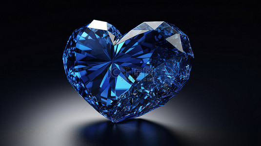 心形蓝色蓝宝石宝石的 3d 渲染