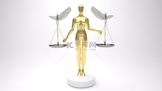 金色医疗杖符号在 3D 手上与白色背景 3D 渲染保持平衡