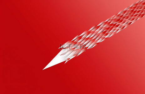 红色叶子装饰边条背景图片_红色背景上飞行的红色箭头