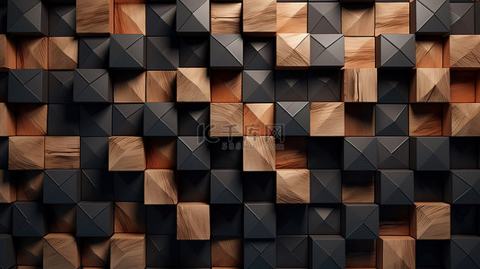 黑色木头背景图片_黑色和棕色的 3D 墙非常适合装饰或背景