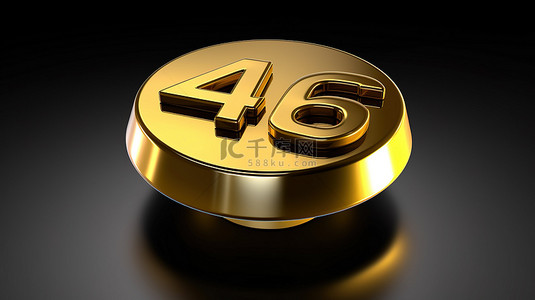 金色按钮背景图片_黑色按钮图标上皇家金色现代字体的 46 豪华 3D 插图