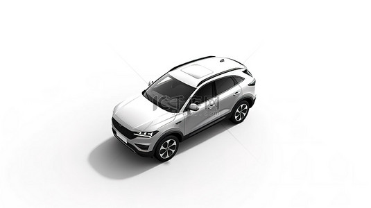 科技标题背景背景图片_标题 1 空白车身灰色紧凑型城市 SUV 在统一的白色背景上展示，非常适合您的定制设计 3D 渲染
