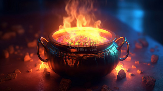 用火背景图片_用加密货币硬币燃烧的大锅 3D 渲染插图