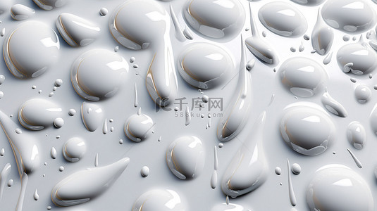带有纹理的白色水滴图案背景的 3d 渲染