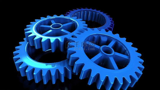 机械齿轮科技背景图片_3d 渲染中的孤立蓝色塑料齿轮