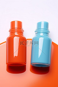 在背景图片_两种不同的指甲油被放置在瓶子的不同部分
