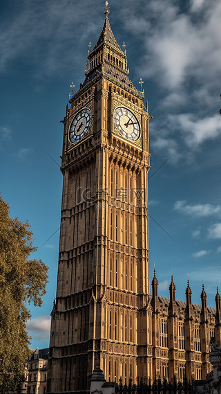 英文海报背景图片_大本钟英国地标背景