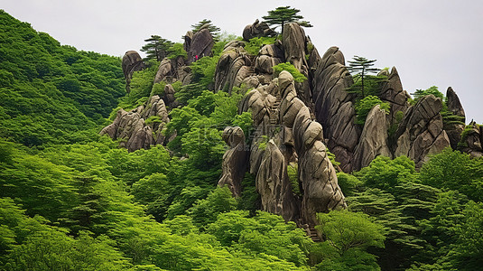 爬山景观背景图片_爬上并穿过 Mechong 山 Kazehsan 村上方的岩石