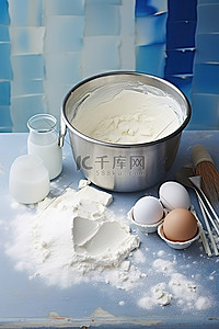 饼干原料背景图片_制作简单奶油糖霜蛋糕的原料