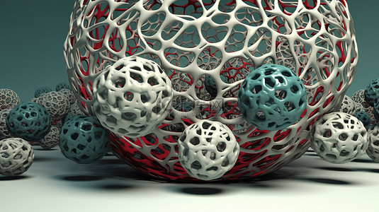 抽象艺术 3d 渲染中的超现实圆球体受到大小几何图形的启发
