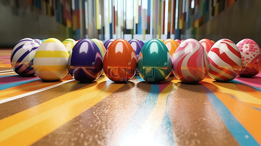 装饰彩蛋背景图片_节日内容 3D 渲染的复活节彩蛋