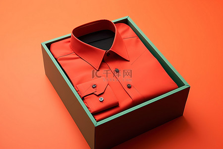 红色唐装背景图片_一件红色衬衫装在一个空的红色盒子里