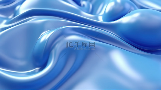 3d 渲染液体抽象蓝色橡胶表面，具有光滑哑光塑料形式