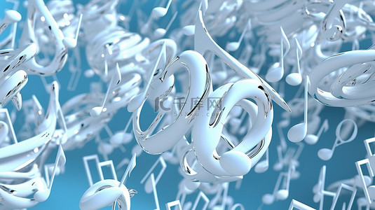 古典舞蹈背景图片_蓝色背景与 3d 白色音符