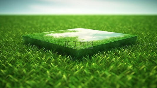 背景花园背景图片_正方形格式的华丽绿草地的 3D 插图