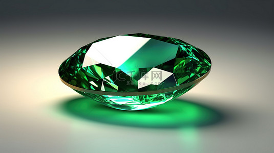 翡翠戒指背景图片_椭圆形祖母绿宝石的 3d 渲染