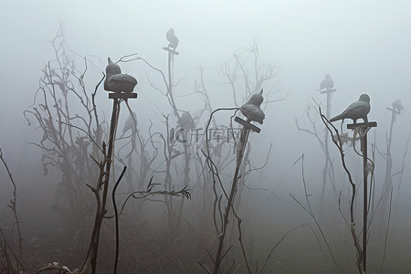 鸟儿歌唱背景图片_人们可以听到鸟儿在雾蒙蒙的背景中歌唱