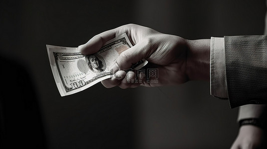 票3d背景图片_现金捆绑交换的 3D 渲染手动给予和接收金钱以进行支付或投资概念