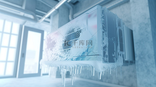 修护背景图片_3d 渲染空调室内机结冰
