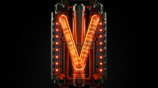 v4d彩色背景图片_用数码管指示器在黑色背景上呈现复古风格字母 v 的特写