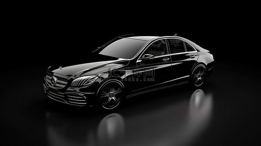 优雅的黑色轿车，适合工作和家庭使用 3D 插图