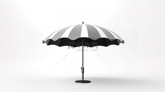 3d 渲染孤立的黑白遮阳伞遮阳伞样机在白色背景上