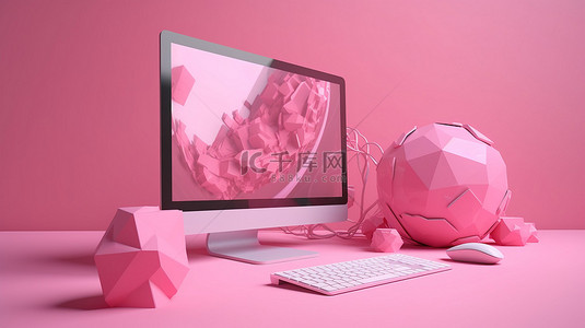 数字标签框背景图片_粉红色背景下 3d 渲染概念中的计算机软件