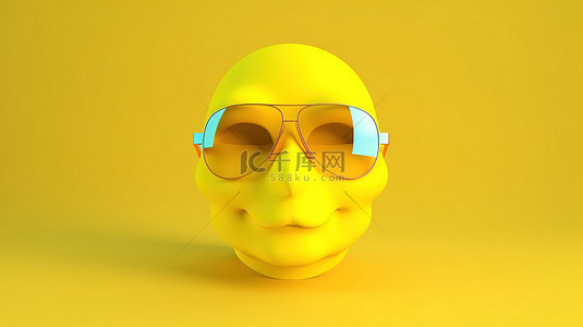 戴口罩医生卡通背景图片_3D 渲染中的黄色蒙面表情符号