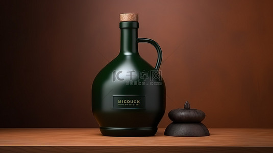 红瓶子样机背景图片_在杵色背景上以 3D 形式展示的模型准备酒精瓶