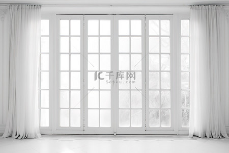 法式庄园背景图片_带法式玻璃前门的白色房间