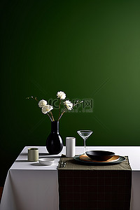 餐桌配有黑白桌布照片来源