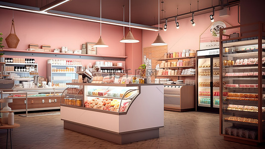 超市kt板背景图片_商业商店室内设计的 3d 渲染