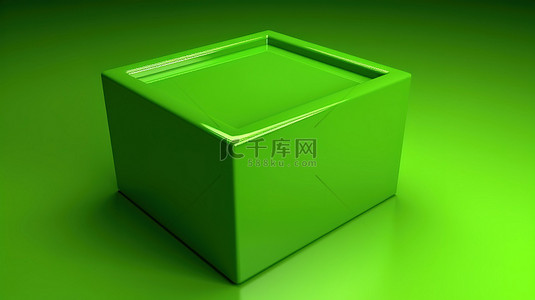 立方体容器背景图片_3d 渲染的空心绿色立方体