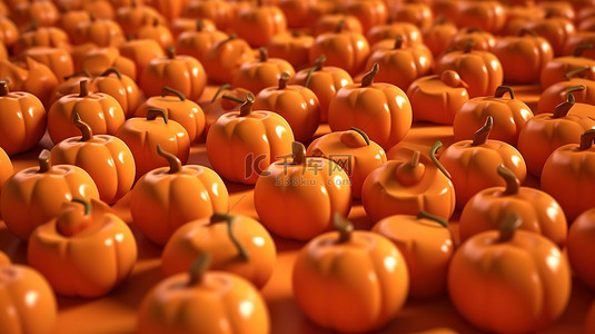 南瓜创意美食背景图片_橙色 3D 渲染万圣节南瓜创意图案