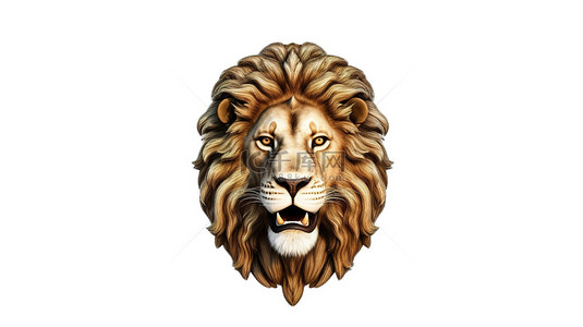 3d 渲染的狮子头在白色背景上隔离呈现