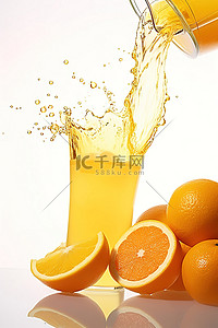 一杯橙汁和一些橙子