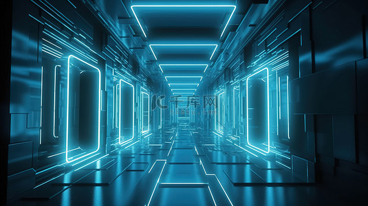 设计引领未来背景图片_3D 发光房间设计渲染未来的光背景
