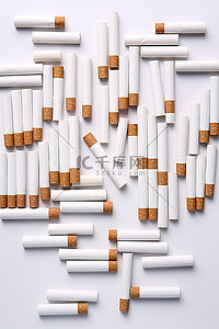 白色背景上的白色香烟
