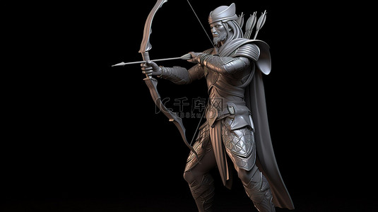 征途勇敢背景图片_勇敢的弓箭手战士的 3d 插图