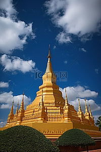 亚洲地标背景图片_老挝金边的大金塔
