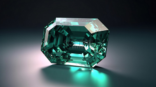 祖母绿彩色莫桑石宝石的 3d 渲染