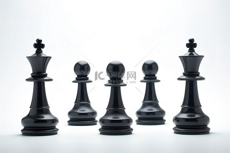 特写桌面背景图片_国际象棋比赛中的几个黑色棋子