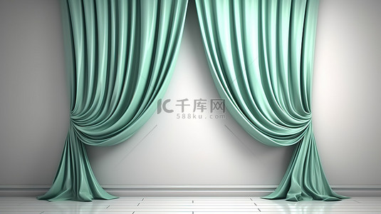 孤立窗帘的 3d 渲染