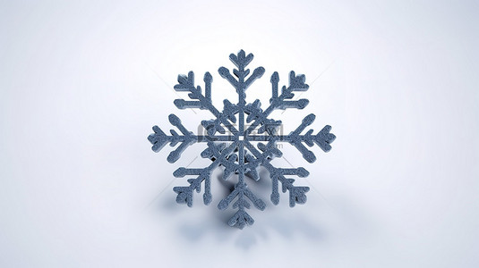 白色背景上冬季符号简约雪花表情符号的 3D 渲染