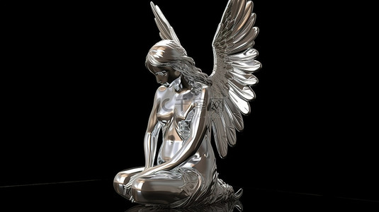 意大利男人背景图片_带翅膀的光滑白色天使 3D 渲染雕像