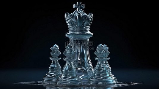 国际象棋游戏中的水晶皇后令人惊叹的 3D 渲染