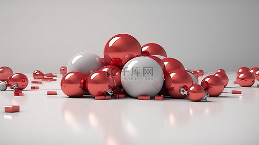礼品广告背景图片_圣诞礼品垫的优质 3D 照片，配有节日礼物和球，非常适合广告或促销目的