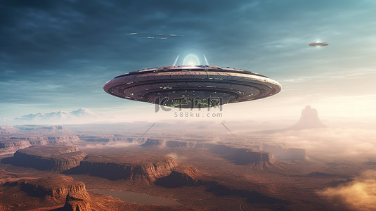 外星背景图片_盘旋在地球上空的外星飞船 3D 模型