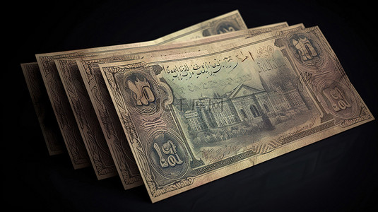 摩洛哥 5 迪拉姆纸币以国王穆罕默德五世为特色的历史货币的 3D 渲染