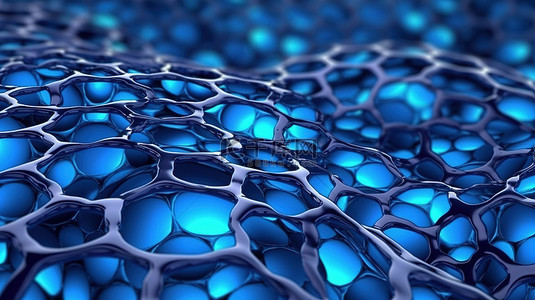 细菌蓝色背景图片_蓝色细胞结构的科学背景 3D 渲染